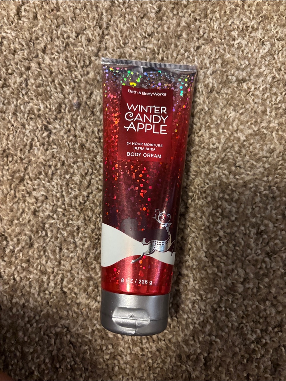 Bath & Body Works Winter Candy Apple Body Cream - Red & Silver